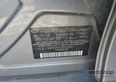 2013 Hyundai Sonata Gls из США, поврежденный, VIN 5NPEB4ACXDH703811